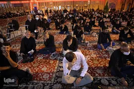 مراسم عزاداری چهارمین شب دهه اول محرم در صحن امام حسین(ع) حرم مطهر حضرت عبدالعظیم حسنی(ع) در شهر ری