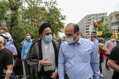سید محمود علوی، وزیر اطلاعات در دولت یازدهم در راهپیمایی روز قدس 