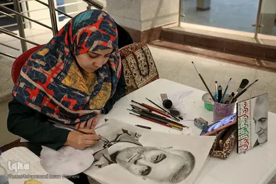 نقاشی چهره سردار سلیمانی در همدان‎‎
