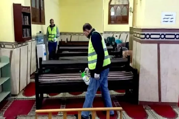 پویش ضدعفونی مساجد «جیزه» مصر در آستانه عید قربان + عکس