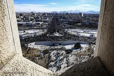 حماسه یوم الله ۲۲ بهمن از نمای برج آزادی