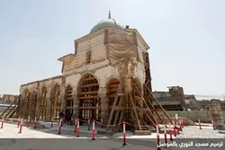 Überreste einer alten Gebetshalle bei Ausgrabungen unter der Nouri-Moschee in Mossul entdeckt