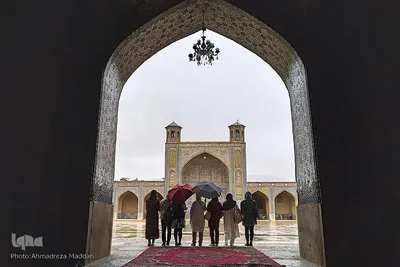 بارش رحمت الهی بر گلدسته های مسجد تاریخی وکیل شیراز‎‎