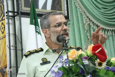 سرهنگ مهدی حسنی، معاون هماهنگ‌کننده فرماندهی انتظامی استان مرکزی در همایش طلایه‌داران محرم