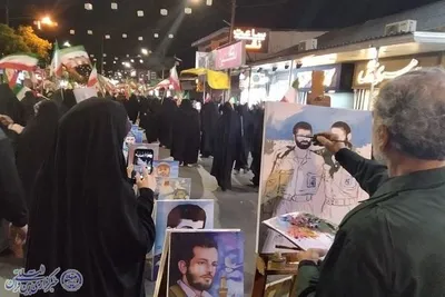 موج پنجاه و هفتمین شب اجتماع مردم  بابلسر  در  میدان شهدای بیت المقدس