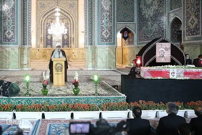 مراسم وداع با پیکر شهید محمد اصلانی در حرم مطهر رضوی