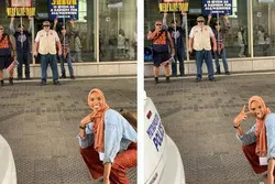 Une  jeune musulmane tourne en ridicule une manifestation anti-islam