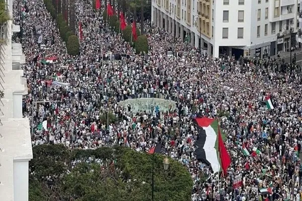 مسيرة شعبية في المغرب تضامناً مع فلسطين ورفضاً للتطبيع
