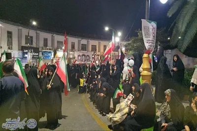 موج پنجاه و هفتمین شب اجتماع مردم  بابلسر  در  میدان شهدای بیت المقدس