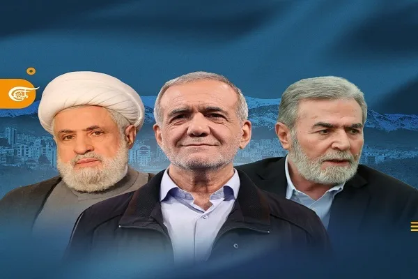 بزشكيان للنخالة والشيخ قاسم: دعم محور المقاومة واجب شرعي لدى إيران