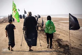 کاروان پیاده زائرین اربعین حسنی در کربلای معلا