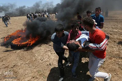 تظاهرات فلسطینیان معترض به انتقال سفارت آمریکا به بیت المقدس در نوار غزه