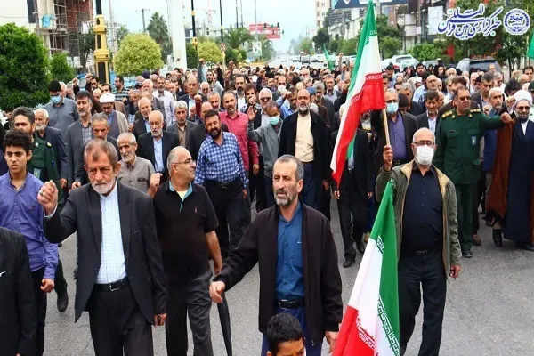 راهپیمایی مردم شهرستان نور در محکومیت اقدامات تروریستی اخبر در کشور