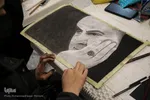 نقاشی چهره سردار سلیمانی در همدان‎‎
