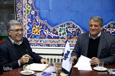 نشست محسن هاشمی رفسنجانی، رییس شورای اسلامی شهر تهران با حمیدرضا طیبی، رییس جهاد دانشگاهی