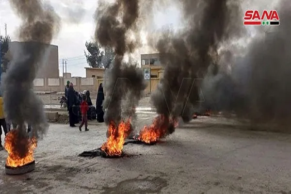 تظاهرات ضد اشغالگری آمریکا در شرق سوریه