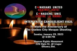 Ang Pagpupuyat ng Kandila na Binalak sa Ottawa sa Lungsod ng Quebec sa Anibersaryo ng Pamamaril sa Moske