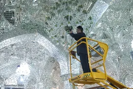 مراسم غبارروبی حرم حضرت عبدالعظیم در ایام شهادت حضرت زهرا (س)
